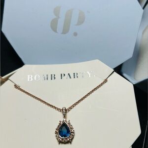 Bomb Party Booming Wonder Necklace Rose Gold Blue Teardrop Necklace RBP3703